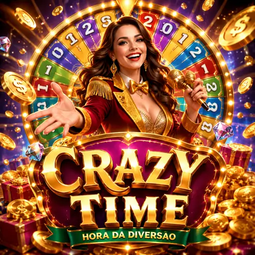 Roda do Crazy Time com apresentador ao vivo no estúdio
